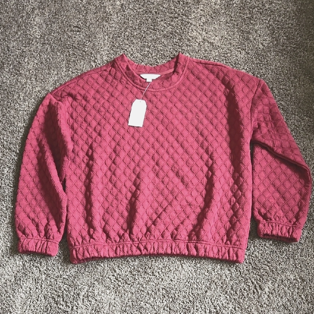 NEW Time And Tru Burgundy Quilted Sweatshirt M